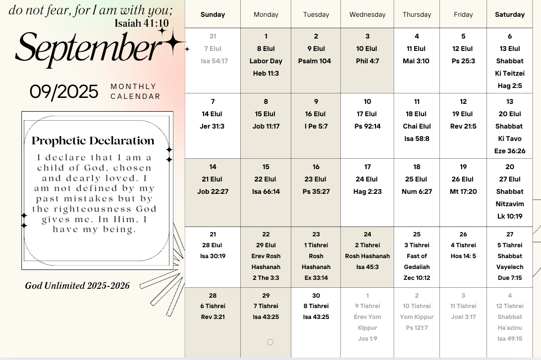 2025-2026 Prophetic Calendar